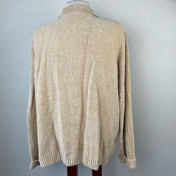 EUC Alfred Dunner Womens Zip Up Tan 100% Acrylic Cardigan Sweater Size XL - Picture 4 of 5